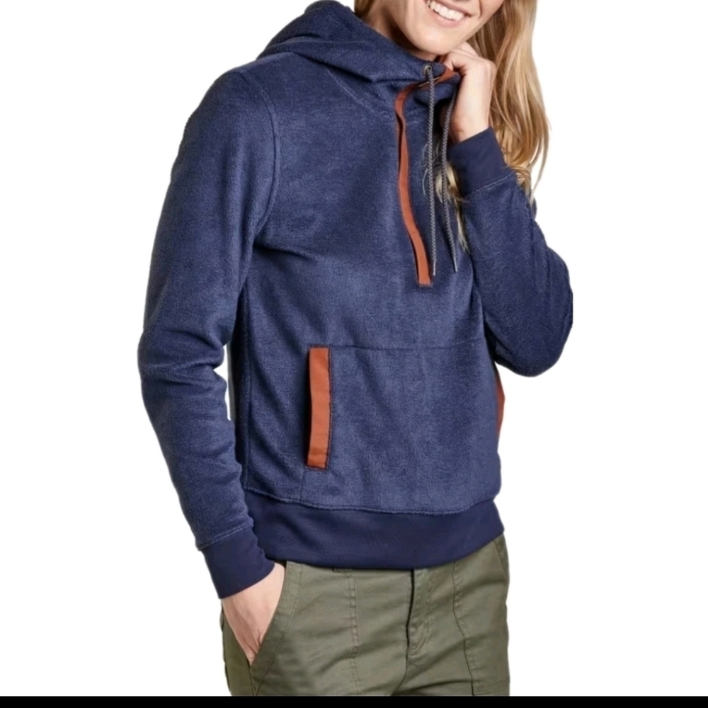 Toad & Co Womens Blue And Brown Cashmoore Half Zip Hoodie S